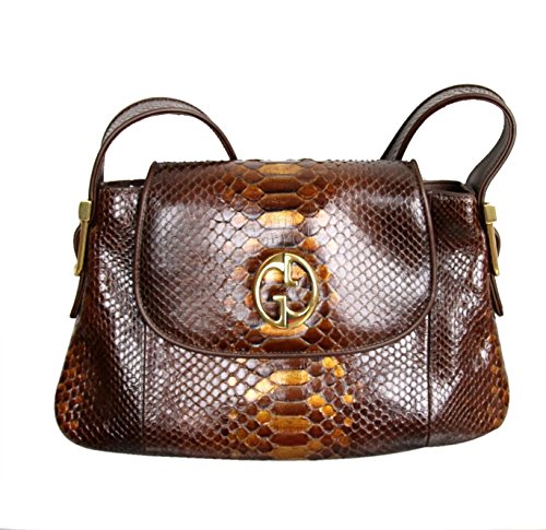 Gucci Brown 1973 Python Tote Handbag Shoulder Bag 251811
