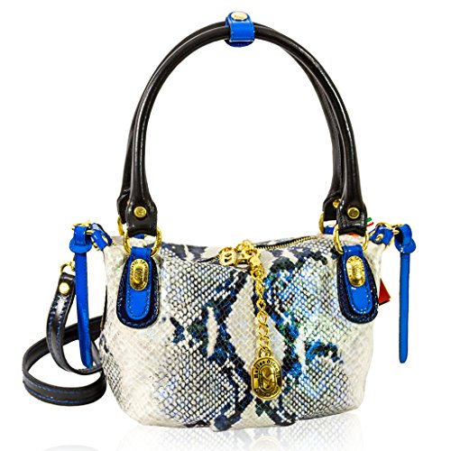 Marino Orlandi Italian Designer Blue Python Leather Small Purse Crossbody Bag