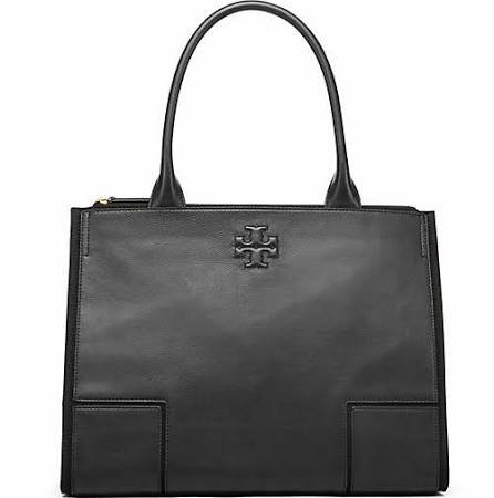 Tory Burch Ella Canvas Bleack Tote Leather New