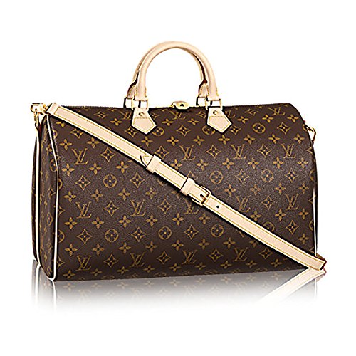 Authentic Louis Vuitton Monogram Canvas Crosss Body Leather Handles Handbag Speedy Bandouliere 40 Article: M41110 Made in Italy