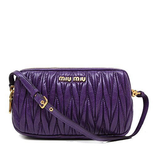 Miu Miu by Prada Borch Cellulare Leather Wristlet Pouch Bag 5ARH02, Purple