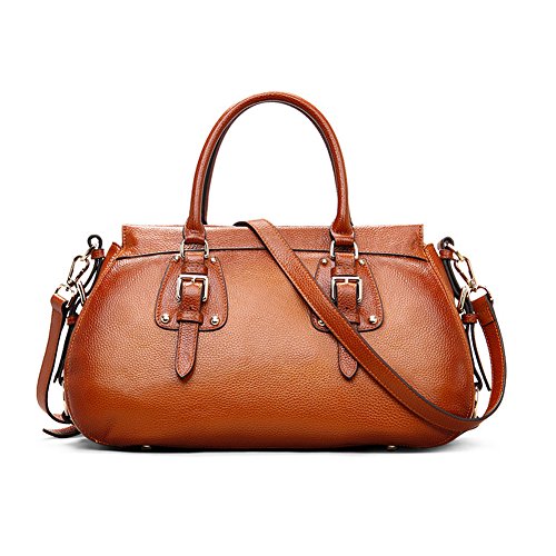 Fineplus Designer Fashion Lady’s Reddish-brown Genuine Leather Totes Handbags