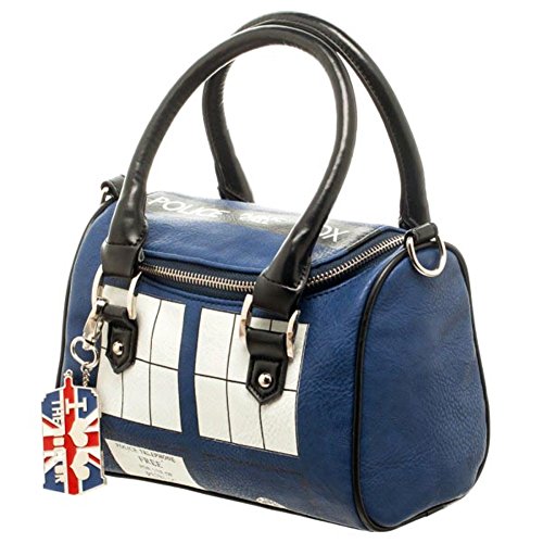 Official TARDIS Mini Satchel and Metal Charm Keychain Shoulder Handbag