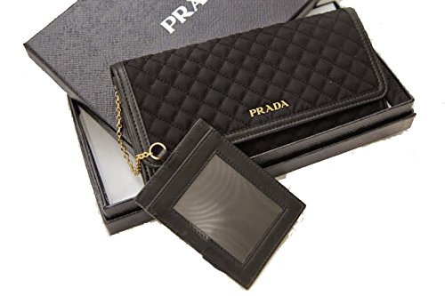 Prada Tessuto Quilted Nylon Continental Flap Wallet 1M1132, Black