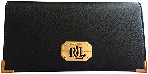 Lauren Ralph Lauren Acadia Lea Genuine Leather Checkbook Slim Wallet Black