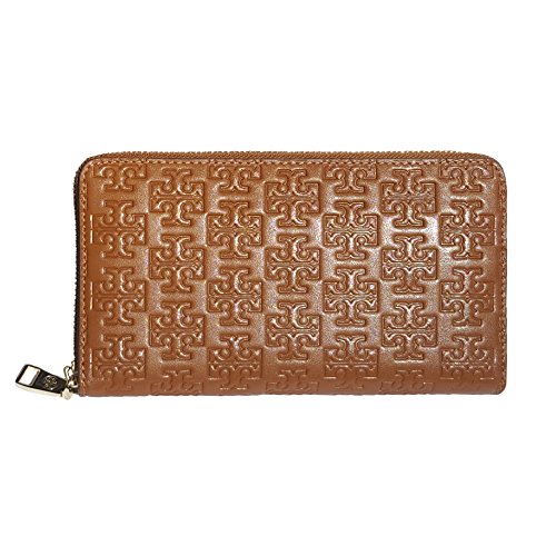 Tory Burch Embossed T Zip Continental Wallet Leather BARK