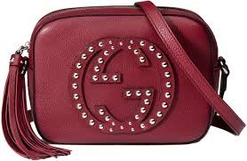 Gucci Soho Studded Leather Disco Bag Soft Burgundy Red Handbag New