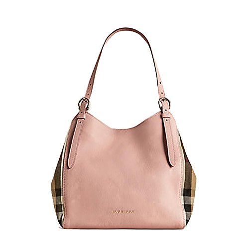 Tote Bag Handbag Authentic Burberry Small Canter in Leather and House Pale Orchid color Made in Italy