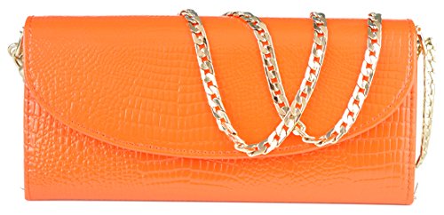 Heshe Crocodile Pattern Regenerated Leather Women Clutch Purse Wallet Handbag with Chain