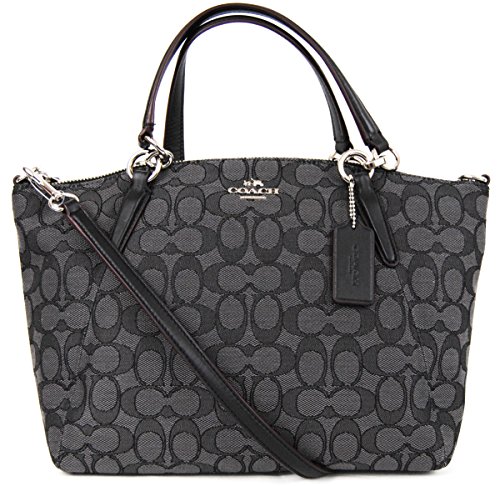 Coach Outlined Signature Small Kelsey in Black & Smoke