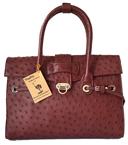 Authentic Ostrich Skin Womens Ostrich Leather Clutch Bag Purse Brown Handbag
