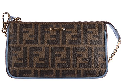 Fendi women’s clutch handbag bag purse zucca small puch elite brown