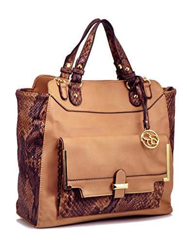 Jessica Simpson Color Block Tote Convertible Bag, Sand/Python