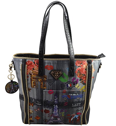 Paparazzo Collection By Lany Paris France Print Tote Hobo Bag-Vegan Leather