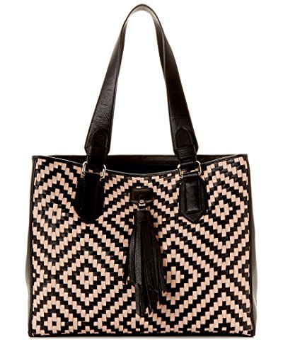 Cole Haan Skylar Leather Shopper Shoulder Handbag, Black/Vachetta
