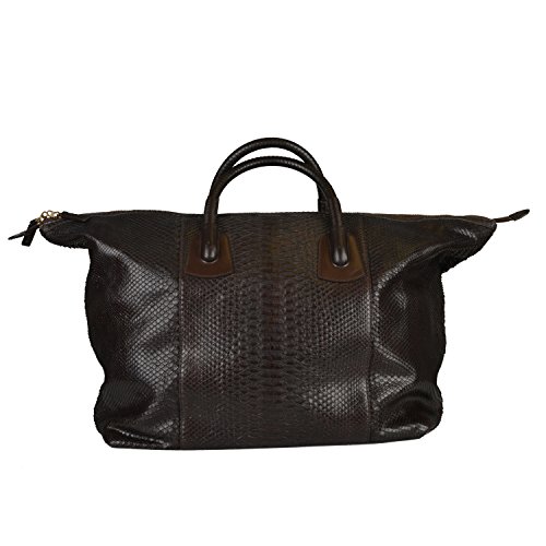 Gucci Unisex Deep Brown Snake Skin Travel Handbag Bag