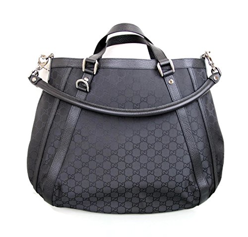 Gucci Black Nylon D Ring GG Convertible Abbey Tote Bag Handbag 268641 1000