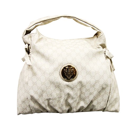 Gucci Cream Whites GG Canvas Hysteria Medium Top Handle Bag Handbag 286307