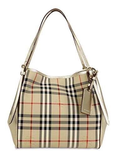 Burberry The Small Canter Horseferry Check Tote – Honey/Gold