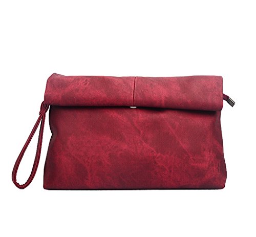 WorkTd Womens Vintage Retro Soft denim Rolled Envelope Handbag Clutch Wristlet