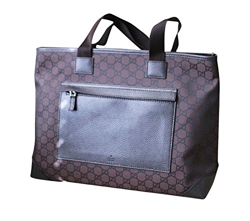 Gucci Brown Nylon Tote Shoulder Bag GG Handbag Purse 180449