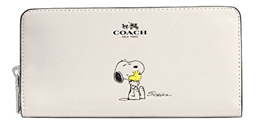 Coach X Peanuts Snoopy Accordion Zip Leather Wallet Chalk (Off White) F53773