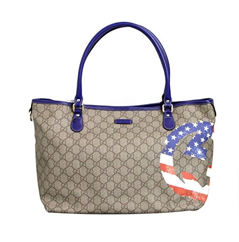 Gucci Coated Canvas American Flag Handbag Tote Bag 203693