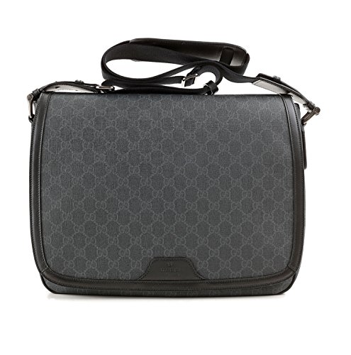 AUTHENTIC Gucci Unisex Handbag Grey Supreme Canvas Messenger Bag