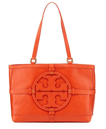 Tory Burch Holly E/w Leather Tote Blood Orange