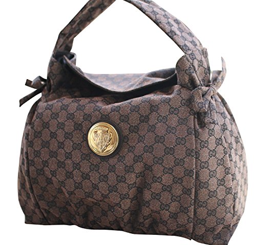 Gucci Brown Canvas Leather Hysteria Hobo Bag Handbag 286307 8370