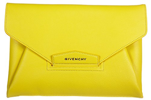 Givenchy women’s leather clutch handbag bag purse envelope antigona yellow