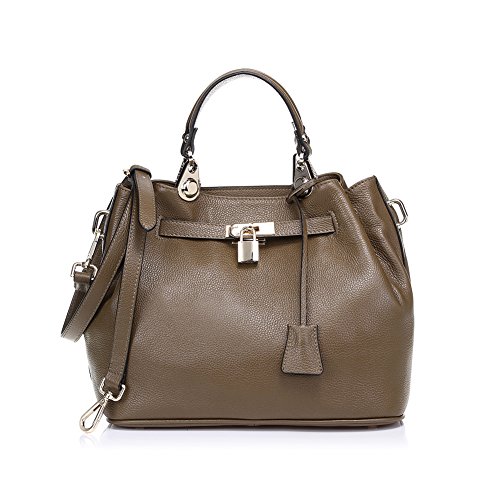 Fineplus Women’s Designer Handbags 100% Genuine Leather Shoulder Bags for Women (Grey)