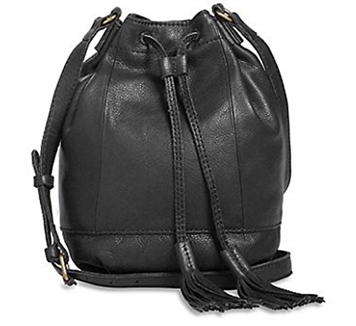Lucky Brand Black Harper Leather Bucket Crossbody Bag