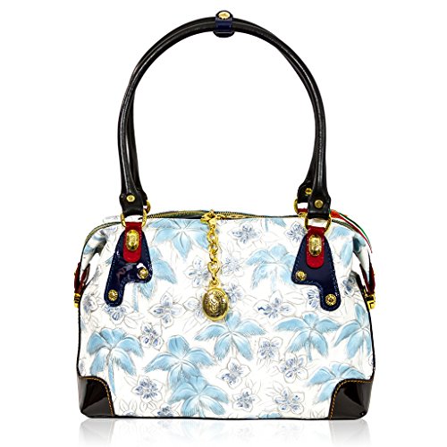Marino Orlandi Italian Designer Lily of the Nile Blue Leather Boxy Purse Bag