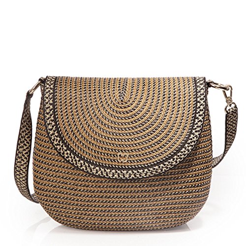 Eric Javits Women’s Handbag Squishee Demi Pouch Bag (Natural/Black Mix)