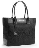 Calvin Klein Logo Jacquard Large Shopper Tote Shoulder Bag Handbag Satchel (Black)