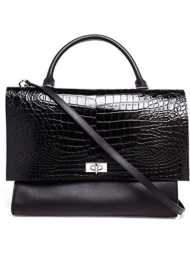 Givenchy Shark Medium Shoulder Handbag Crocodile Black Leather