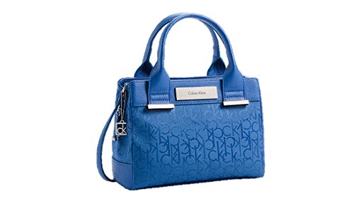 Calvin Klein womens logo jacquard studio center zip carry all bag blue wave color