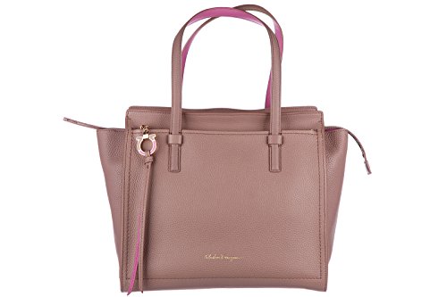 Salvatore Ferragamo women’s leather handbag tote shopping bag purse amy brown