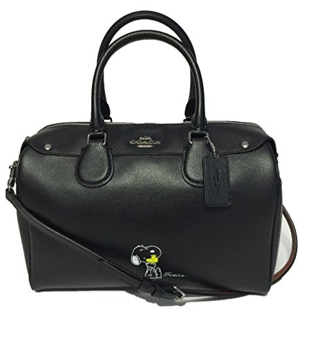 Coach F37271 X Peanuts Snoopy Black Large Bennett Satchel Handbag Limited Edition