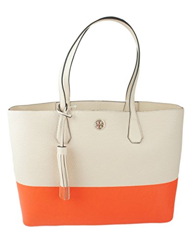 TORY BURCH Color Block Perry Pebbled Leather Large Tote