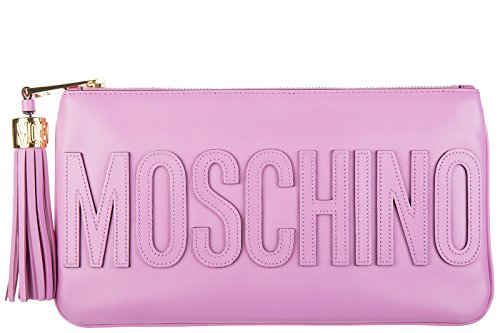Moschino women’s leather clutch handbag bag purse pink