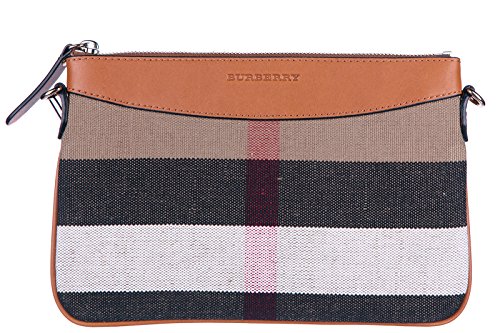 Burberry women’s clutch handbag purse with shoulder strap original check brown