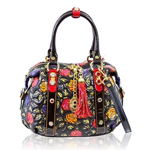 Marino Orlandi Italian Designer Handpainted Leather w/Red Flowers Purse Bag