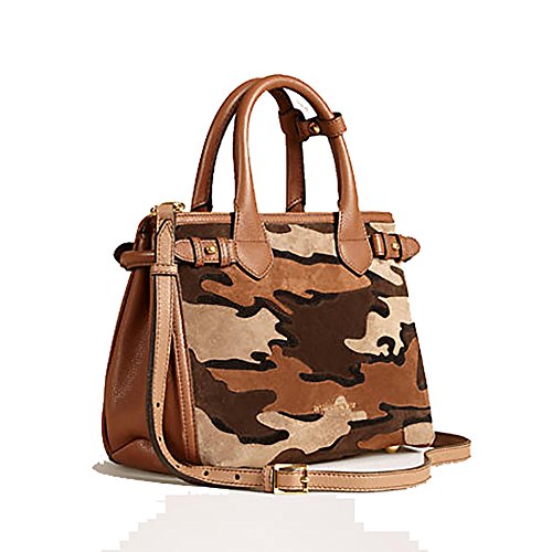 Tote Bag Handbag Authentic Burberry The Small Banner in Camouflage Suede Tan Item 39906841 Made in Italy
