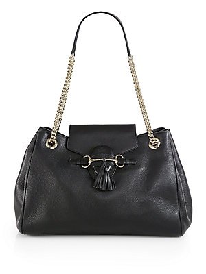 Gucci 336757 Black Pebbled Leather Emily Shoulder Bag