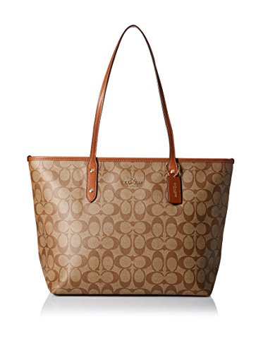 Coach Signature City Zip Tote – Khaki/Saddle