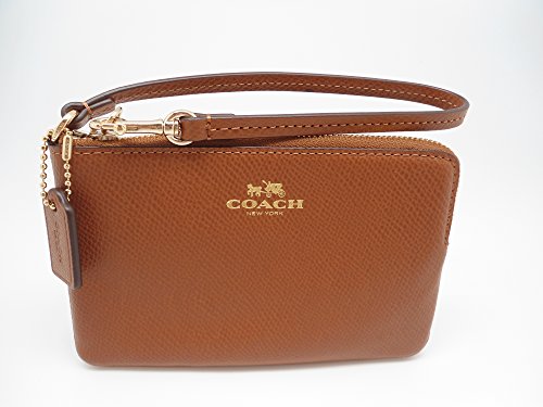 Coach Crossgrain Leather Small Wristlet Saddle