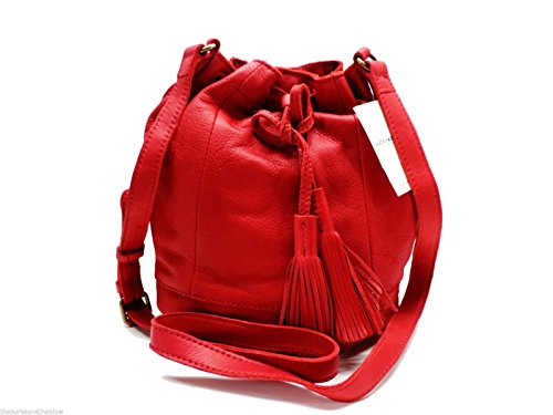 Lucky Brand Harper Bucket Bag Red Leather Shoulder Handbag