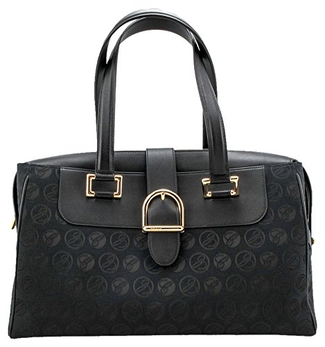 Chopard Medium Cloth & Black Grained Leather Handbag 95000-0411